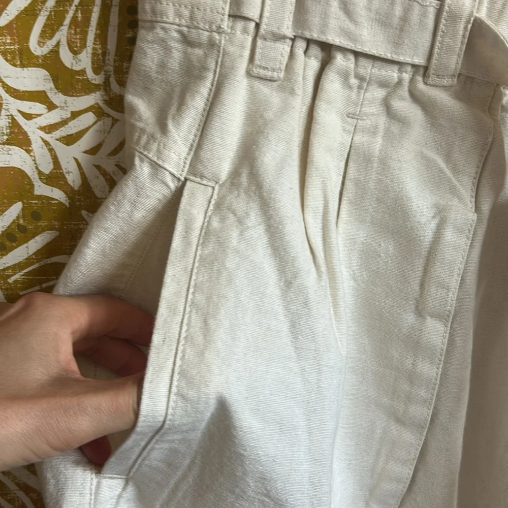 NWT Free People Sky Rider Cotton-Linen Blend Straight Leg Pants in Ecru Sz L - Picture 4 of 13